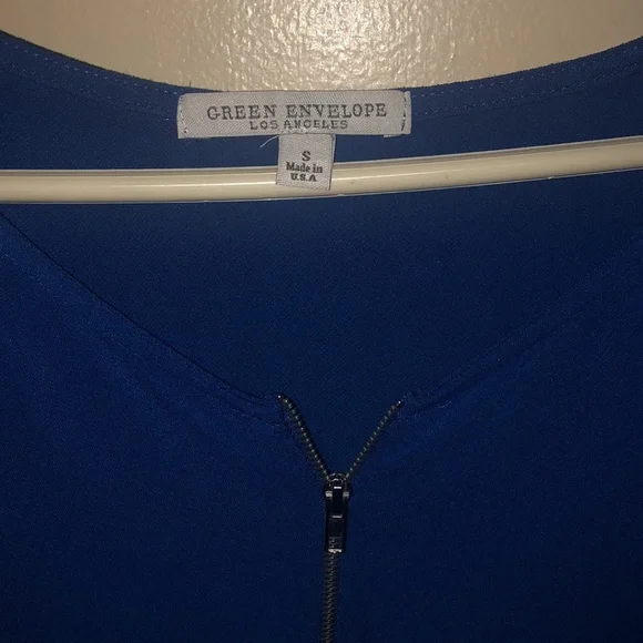 Green Envelope brand royal blue blouse Size S - Picture 2 of 5